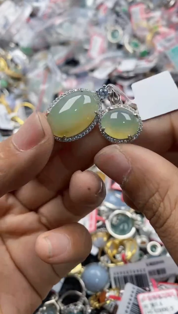 银S925镶嵌戒指翡翠12               8