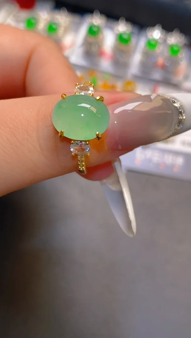 翡翠银S925镶嵌耳饰天然