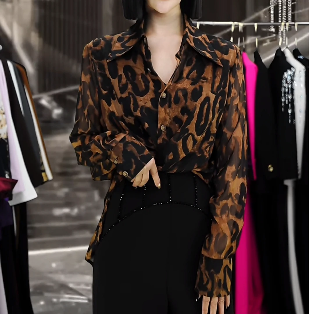 600/流行爆款独特绝美豹纹翻领衬衫/欧盼全品