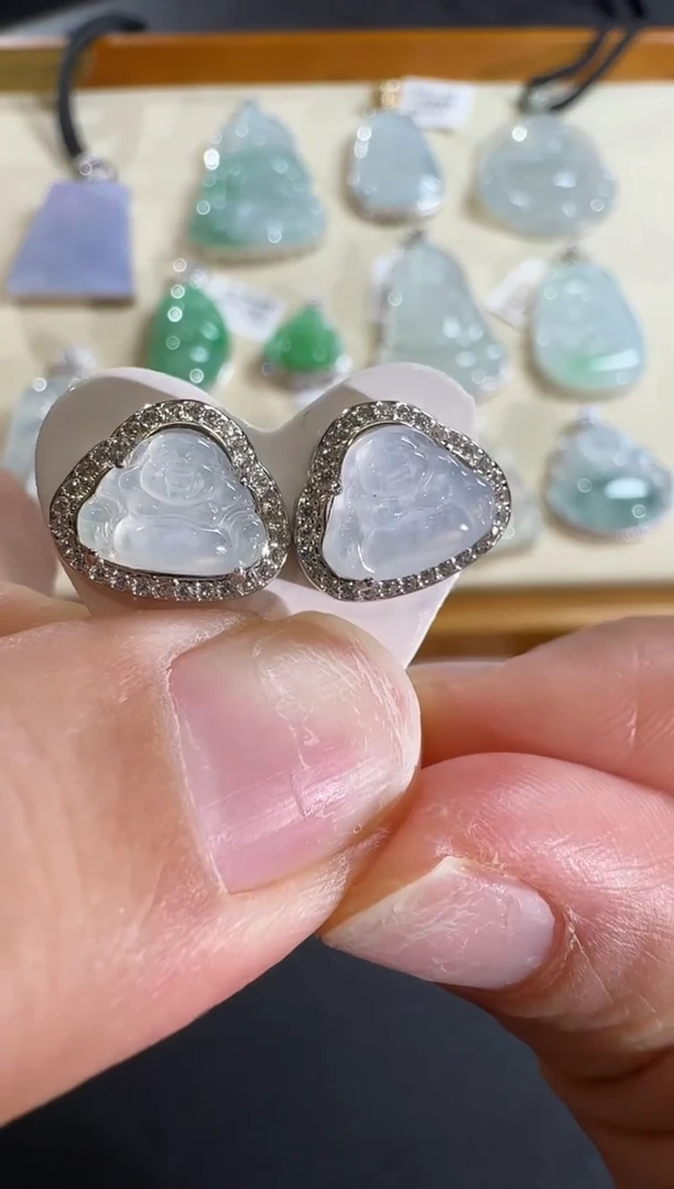 【闪购商品】翡翠耳饰银S925镶嵌【源头工厂】