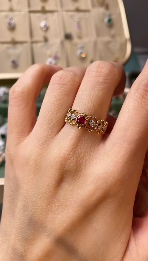 【闪购商品】红宝石戒指18K金镶嵌主石：0.39ct