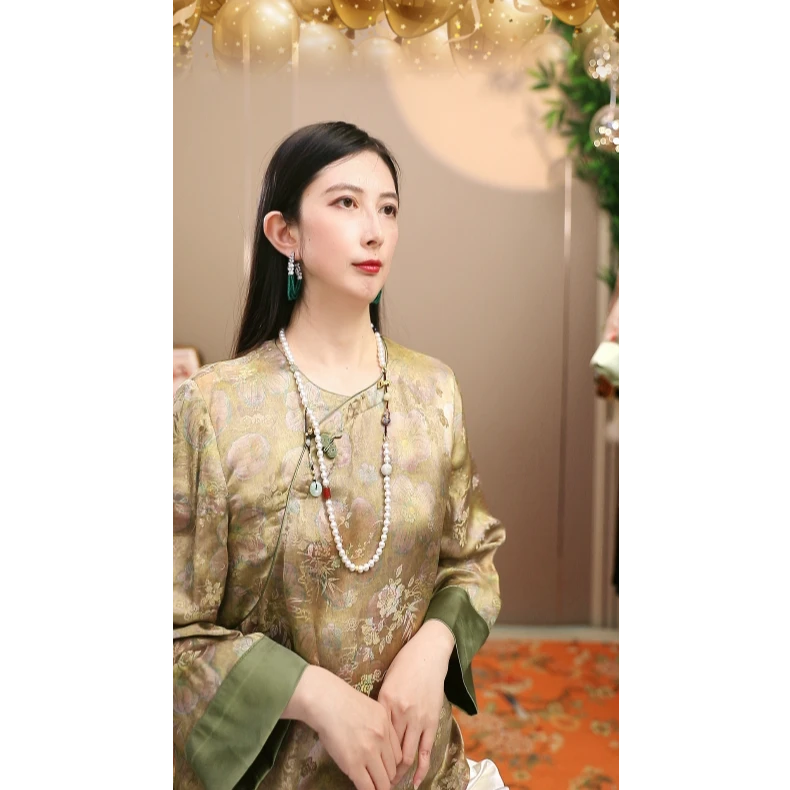 86001新中式重磅提花气质上衣