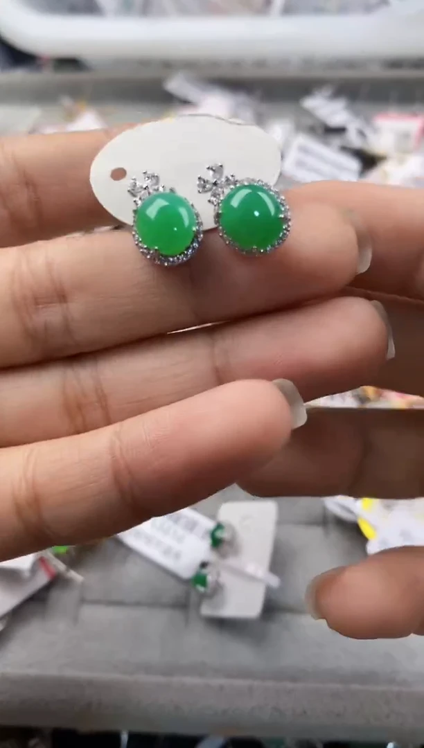 银S925镶嵌戒指翡翠555---6