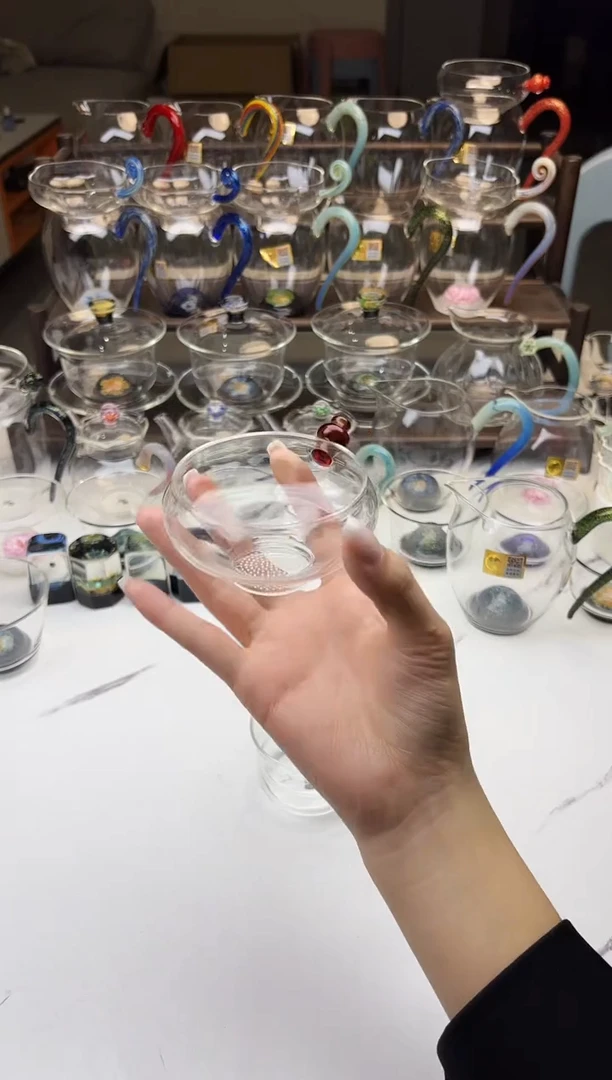 手工艺品玻璃禾器奉珠茶漏琥珀色普通盒