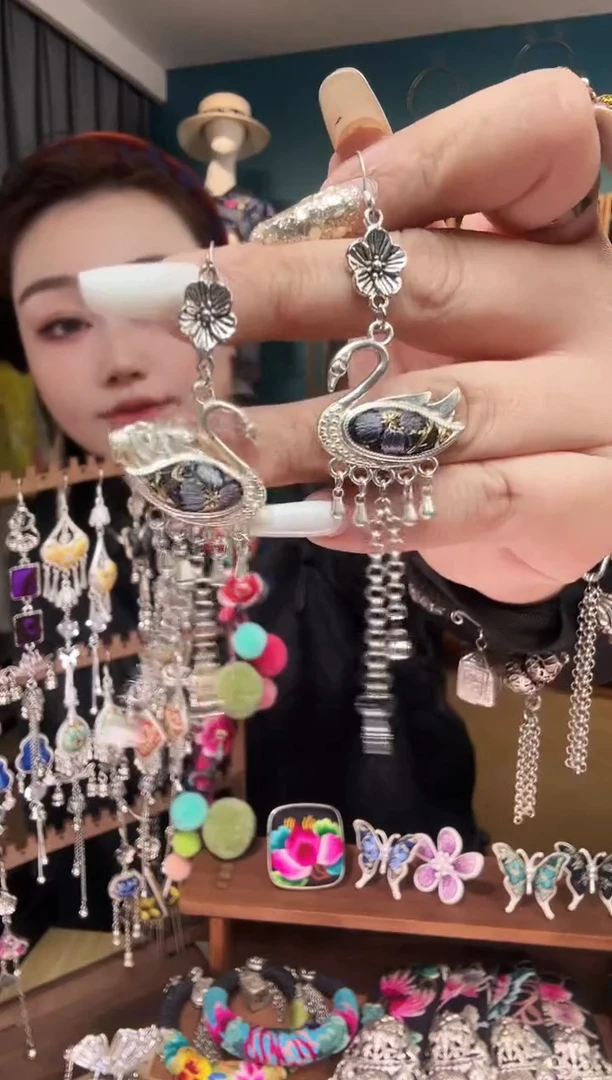 刺绣纯手工民族风刺绣耳环