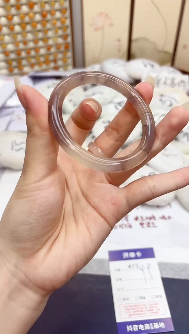 石英质玉手镯未镶嵌473-紫罗兰-圈口53