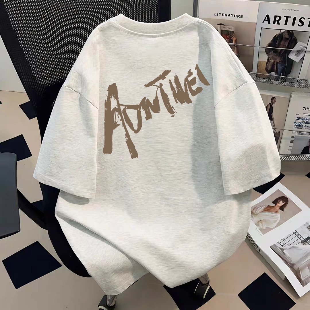 美式简约时尚圆领字母印花短袖T恤夏季潮流休闲百搭宽松上衣半袖