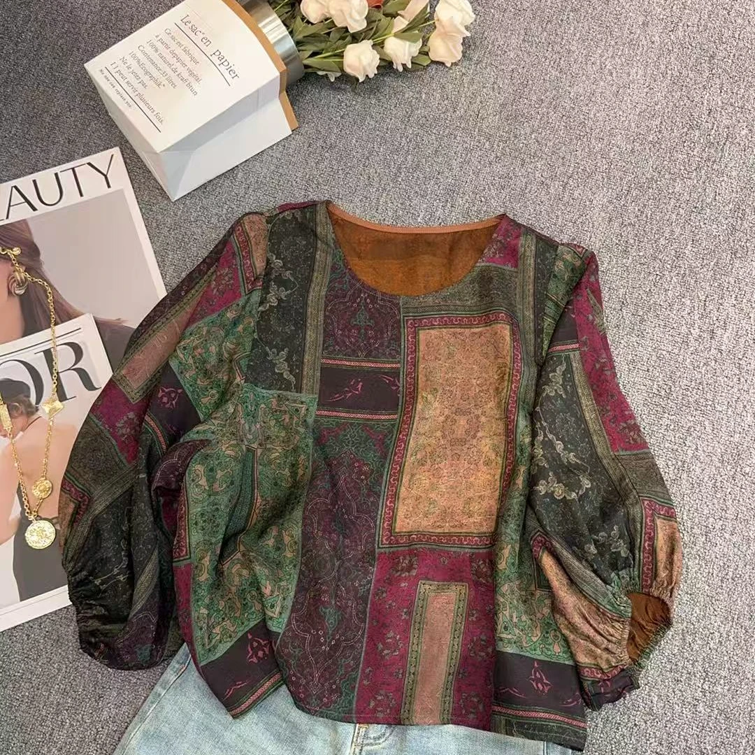 【悦悦专属】复古夏季小众不撞款灯笼袖衬衫Y522