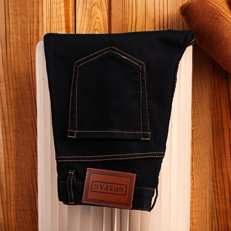 维斯克纳新款春夏时尚黑色男士牛仔裤修身小直筒夏季薄款九分男裤