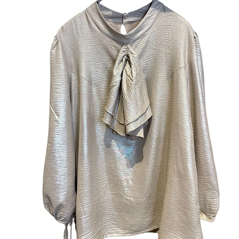 宽松版常规圆领衬衫气质衬衣休闲连衣裙上衣设计感夏季长袖时尚