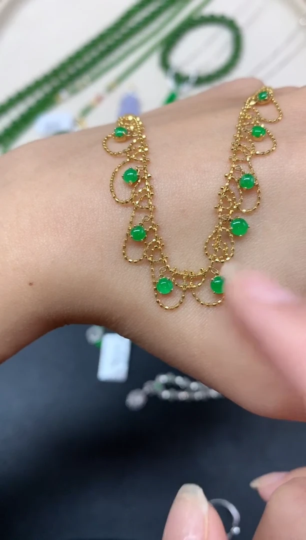 【闪购商品】翡翠套链18K金镶嵌套链A108|5980