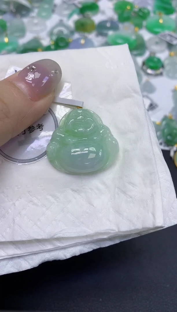 颈饰18K金镶嵌翡翠天然缅甸翡翠A货百元以上9元证书费自理