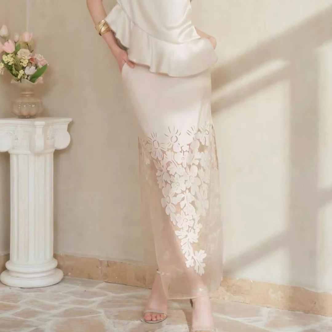 平凡高定！夏季国风新中式镂空旗袍式半身裙S099(第7杆)