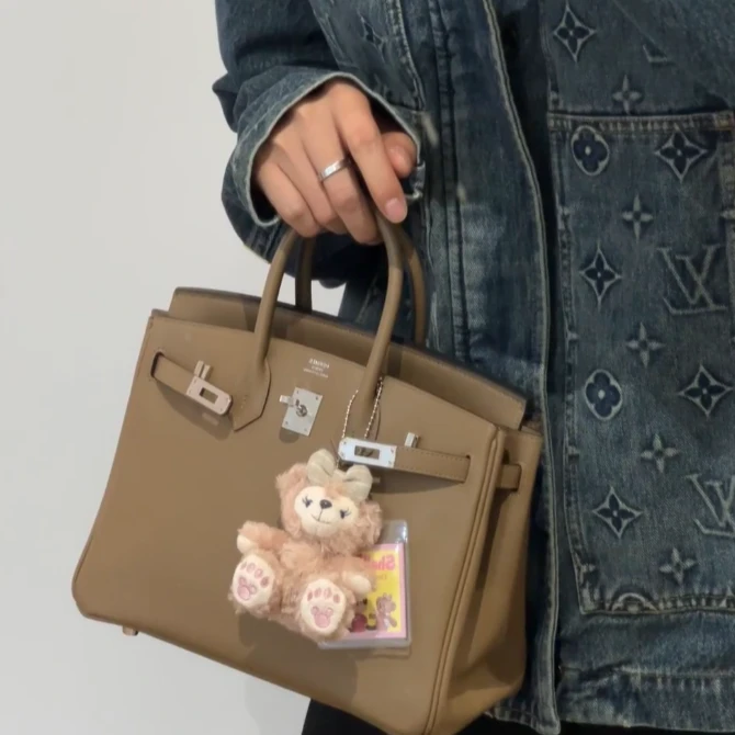 99新 Hermes/爱马仕 小花Jerry活动Birkin 30 威玛犬米色 Y刻