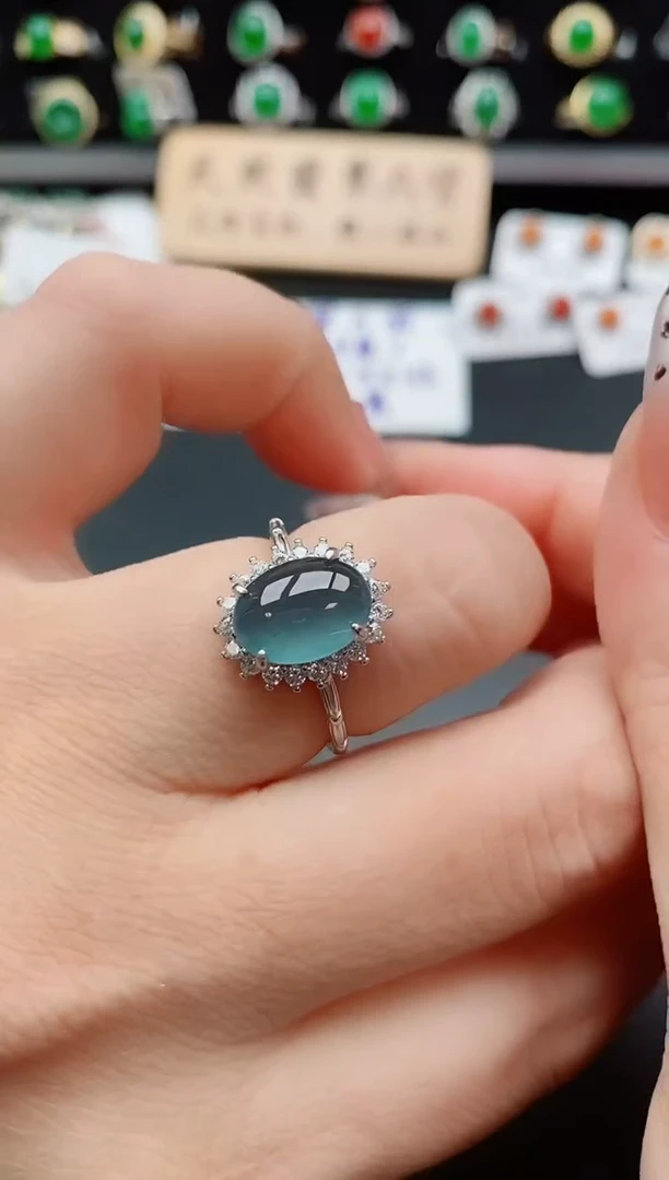 银S925镶嵌戒指翡翠1