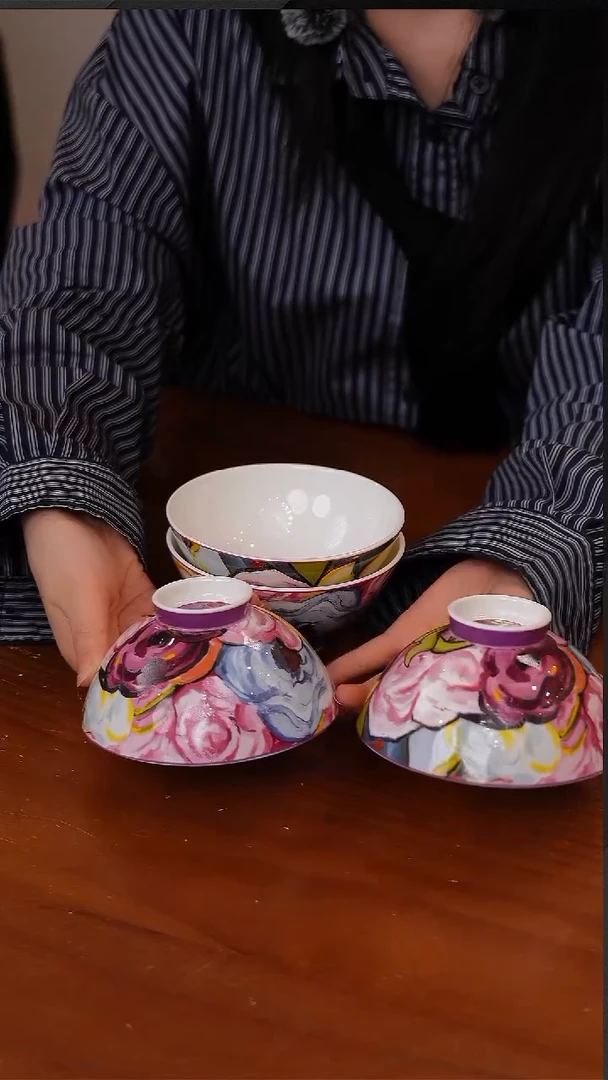 陶145-Gentle Queen梵高玫瑰-4.75寸日式碗单品瓦楞盒装(4个装)