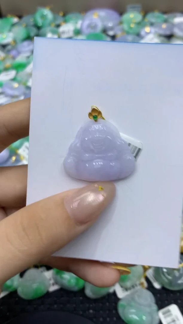 颈饰18K金镶嵌翡翠天然缅甸翡翠A货