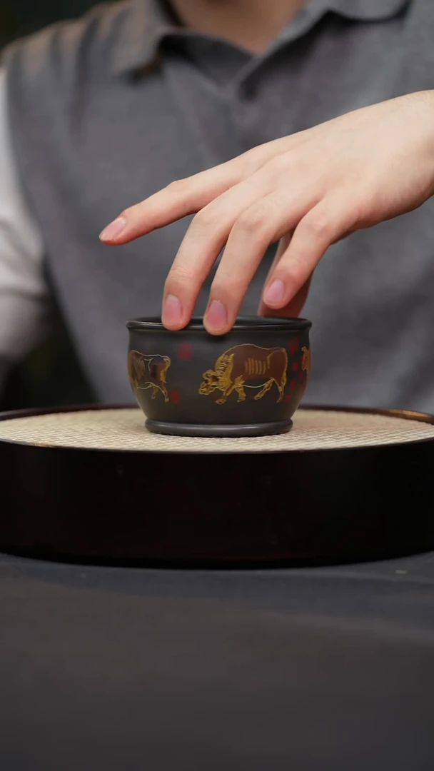 茶壶紫砂60 石黄五牛缸杯紫砂主人杯