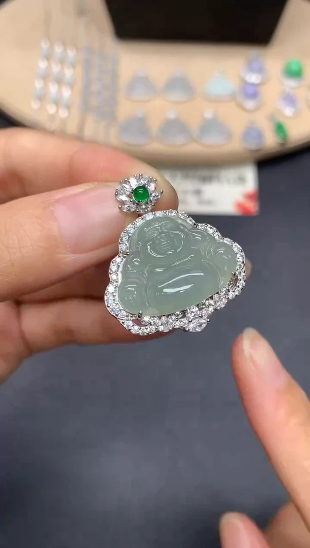 翡翠银S925镶嵌吊坠(不含链)佛公【多样性发其一】