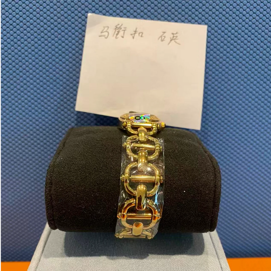 钛钢手镯 马衔扣K金色石英手镯  ZF-J266