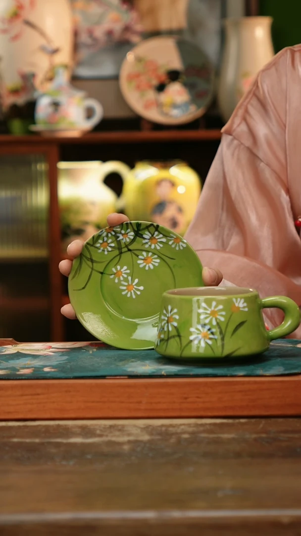 瓷片景德镇纯手工釉下彩精品茶具水杯