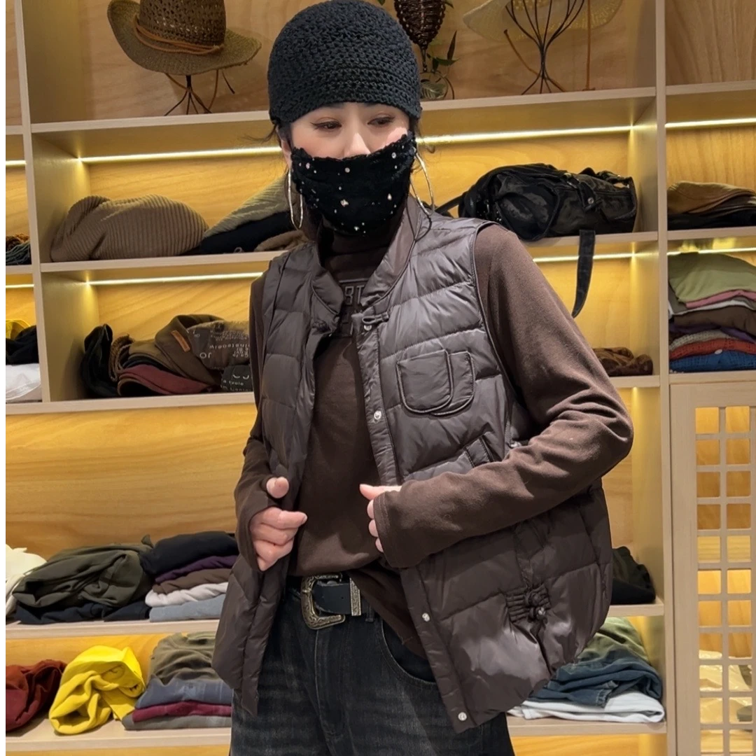 1308时尚百搭复古文艺短款羽绒马甲