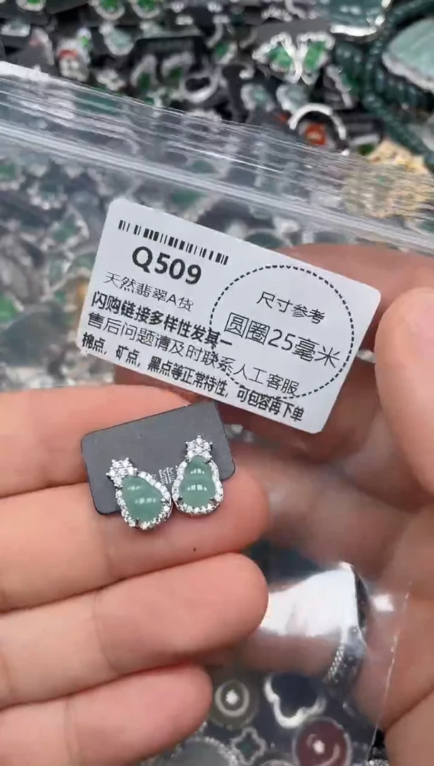 翡翠未镶嵌颈饰Q509耳钉