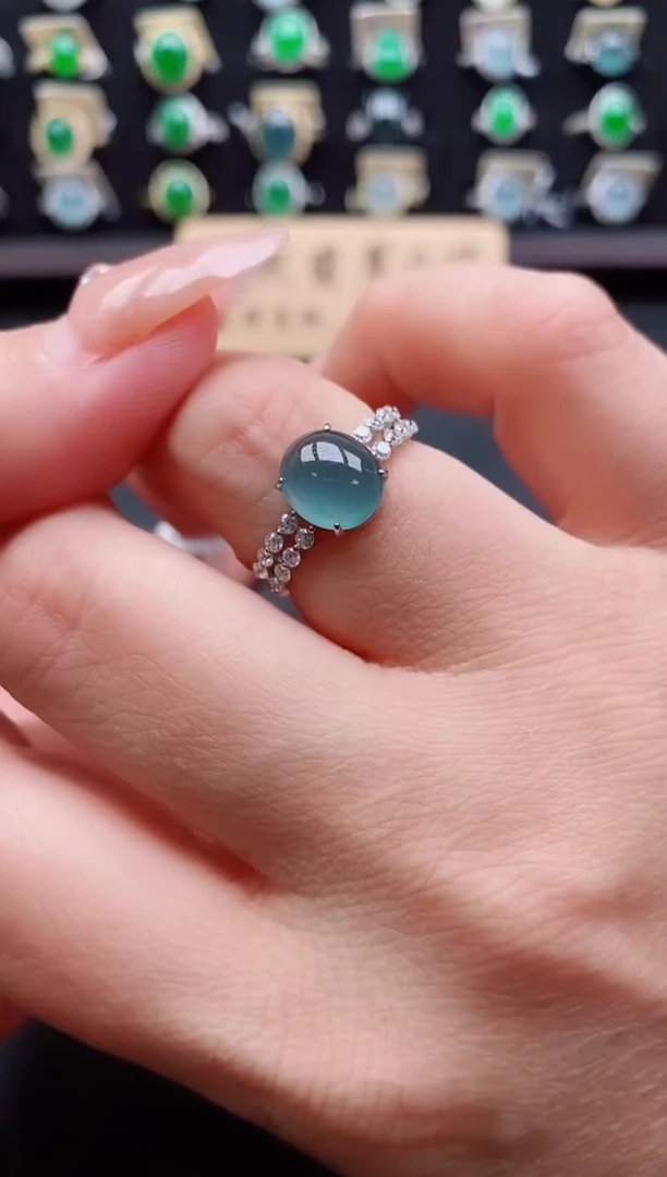 银S925镶嵌戒指翡翠1