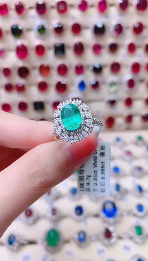 18K金镶嵌18K金戒指祖母绿1