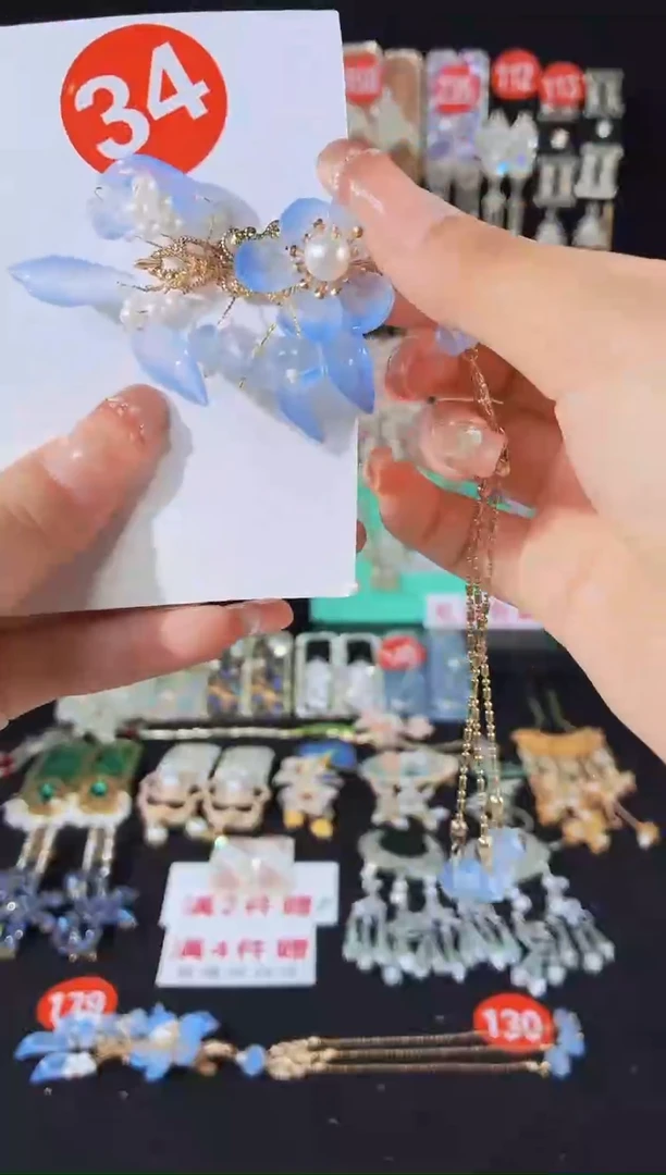 仿水晶铜合金34原创手工发夹一个