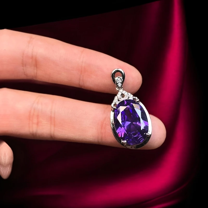 瑾萱高订名饰305-轻奢幻彩紫宝精切合金吊坠