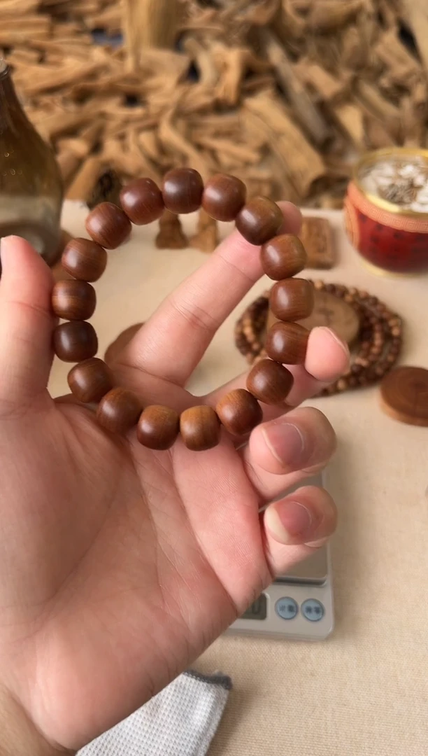 檀香木手串/手链编号料（龙眼）12*13横纹黑肉沉水 奶凉花香蜜甜