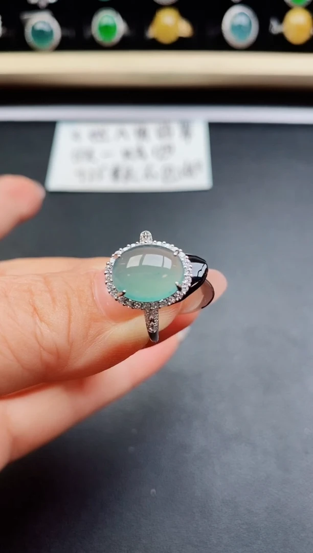 翡翠戒指银S925镶嵌50805
