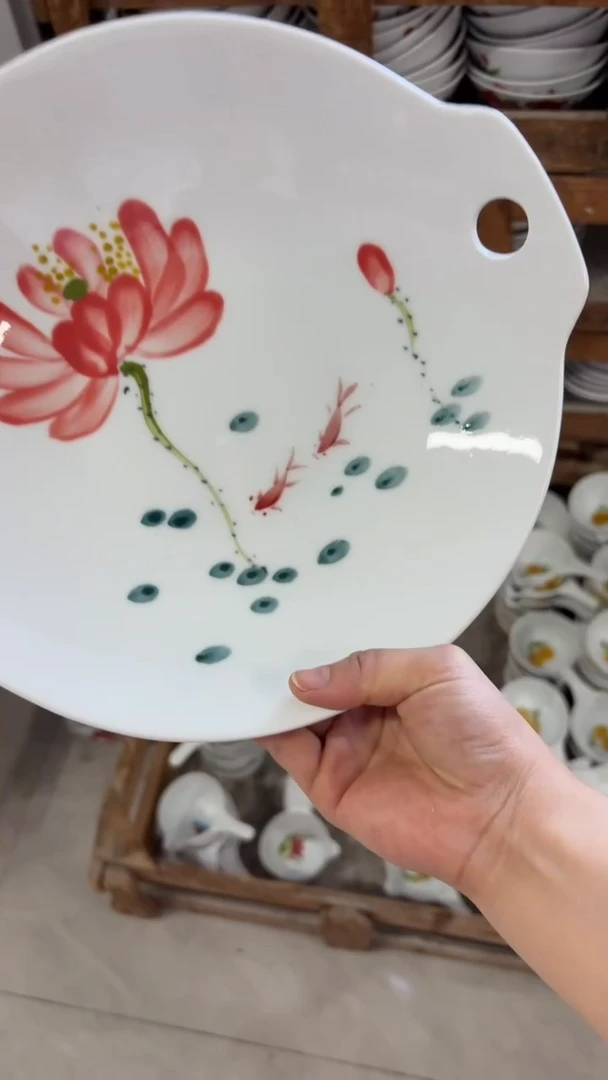 瓷片笑*呵景德镇高温釉中彩-双耳碗