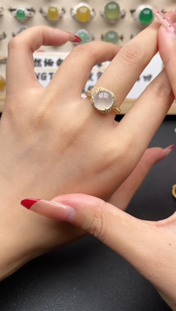 【闪购商品】翡翠戒指银S925镶嵌一物一证一礼盒