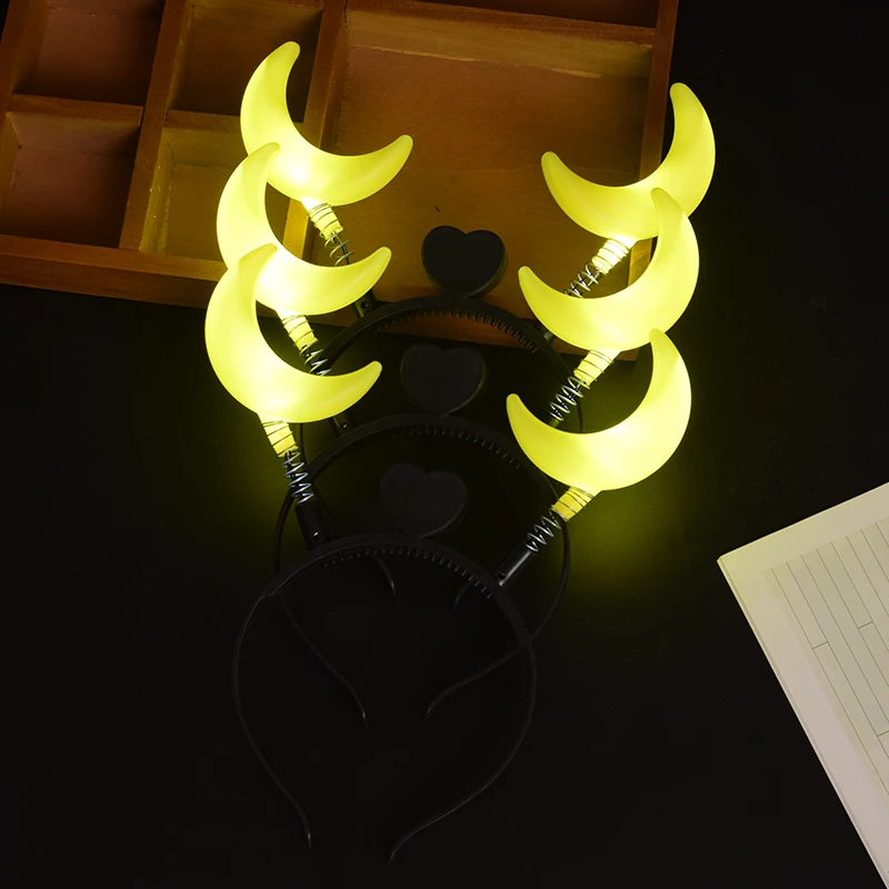 发光月亮星星头饰发箍星月头箍发夹中秋节灯会装饰气氛道具礼品