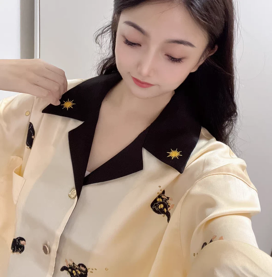 [动物嗅嗅]-天丝三件套-新款潮牌可外穿天丝棉居家服短袖长裤睡衣