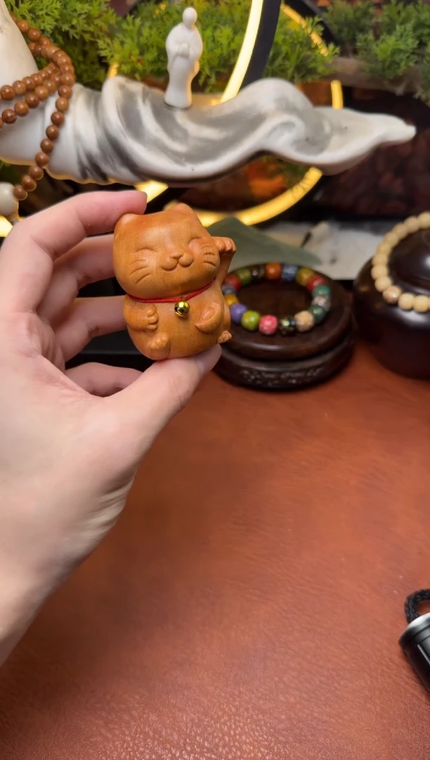 破布木（黄金檀）把件黄金檀猫猫把件