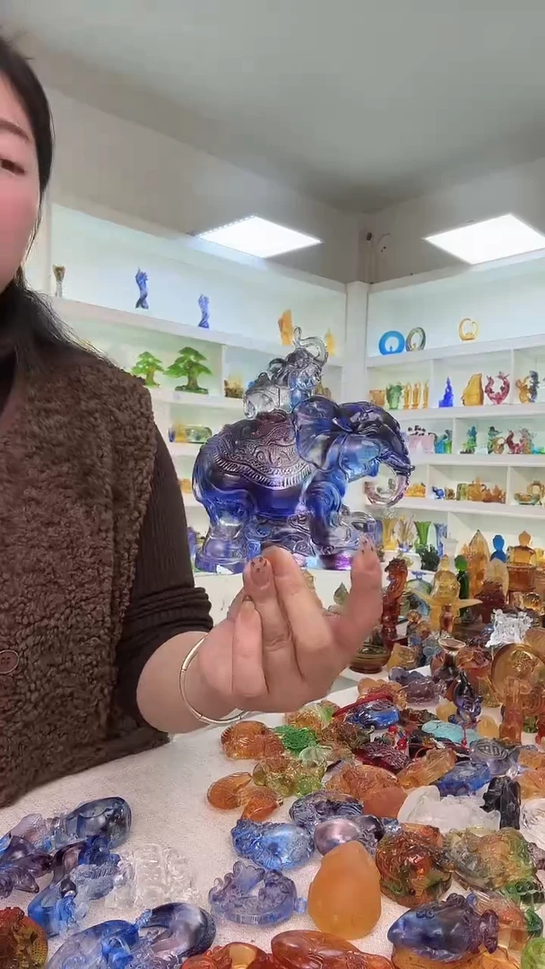 手工艺品琉璃蓝色大象