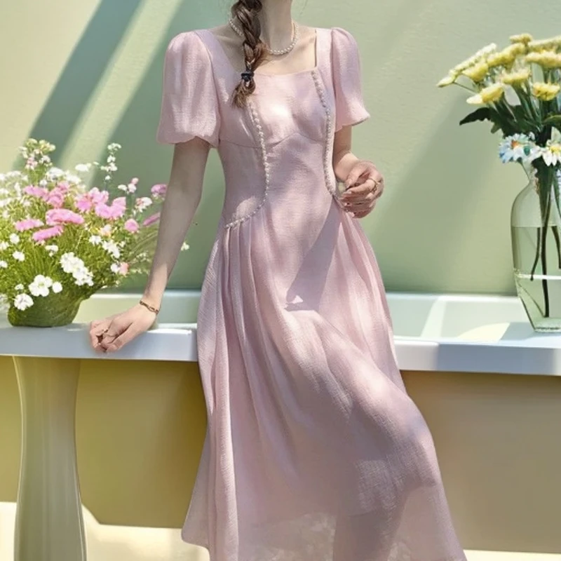 千语栀【梦幻郁金香】梦幻城堡里素净 温婉优雅白色连衣裙白月光