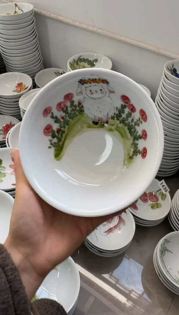 瓷片景德镇高温陶瓷食品级手绘釉中彩-壮壮碗