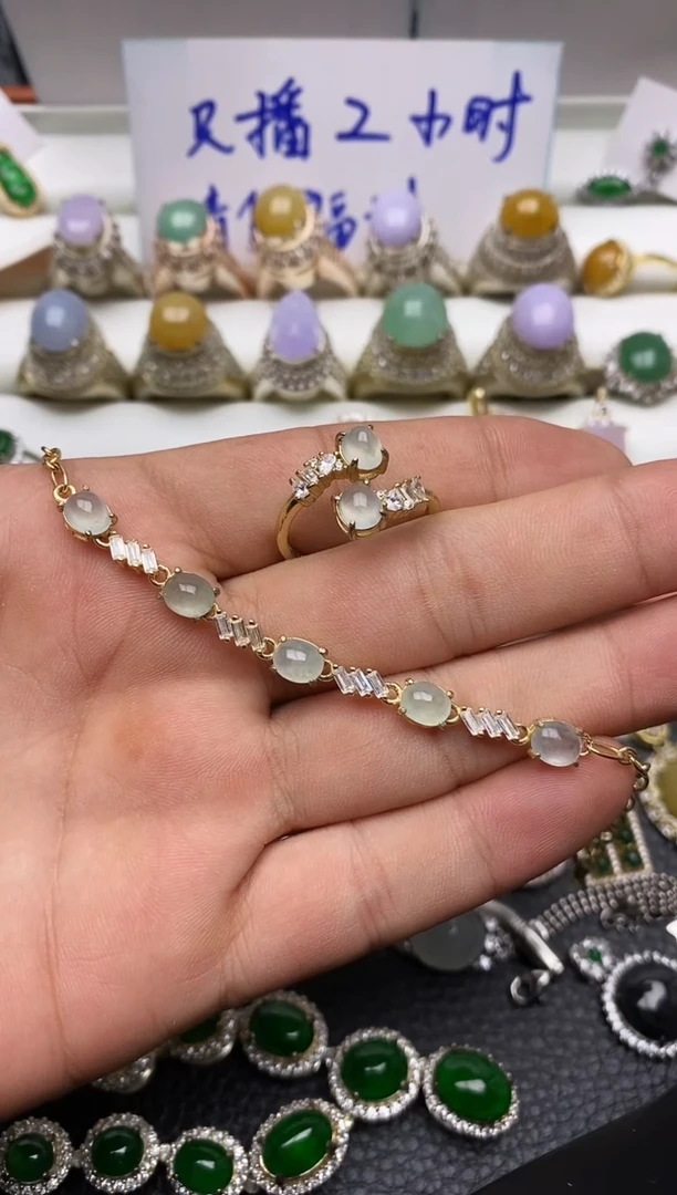 银S925镶嵌戒指翡翠福利两件套0005