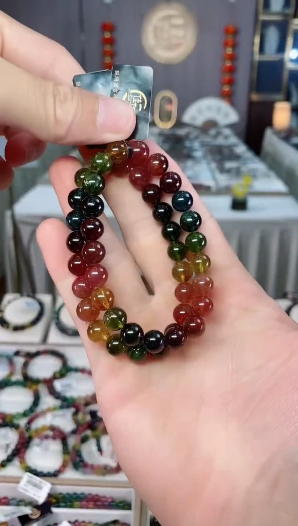 未镶嵌收藏级老矿碧玺单圈手串8mm+碧玺xion多样性发一条