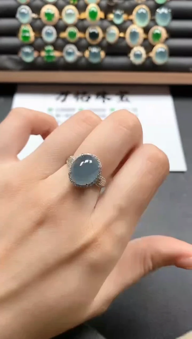 银S925镶嵌戒指翡翠51511