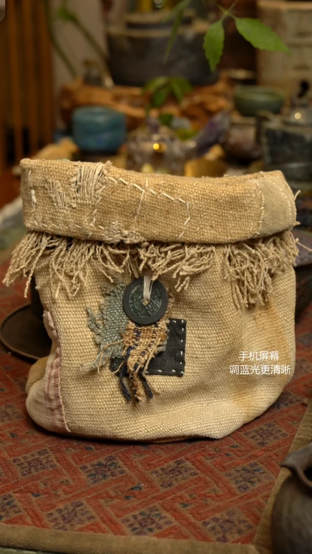 手工柞蚕丝储物包 茶事包