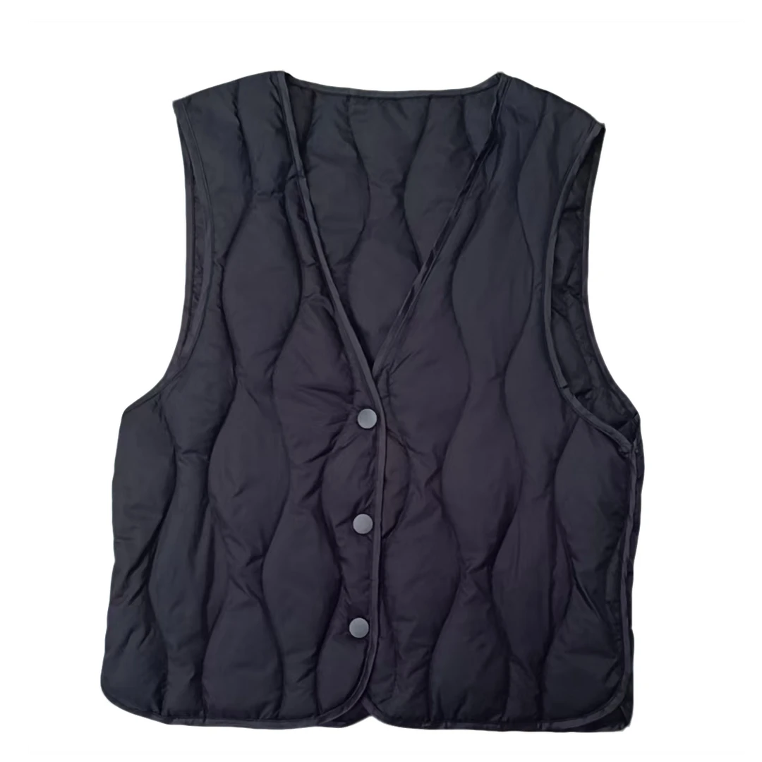 0252000-1  新款时尚休闲简约百搭款 V领 背心羽绒马甲 女士