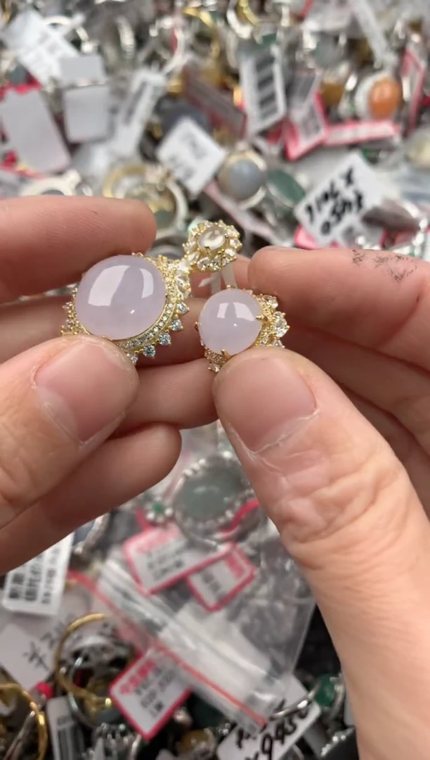 银S925镶嵌戒指翡翠5555----9