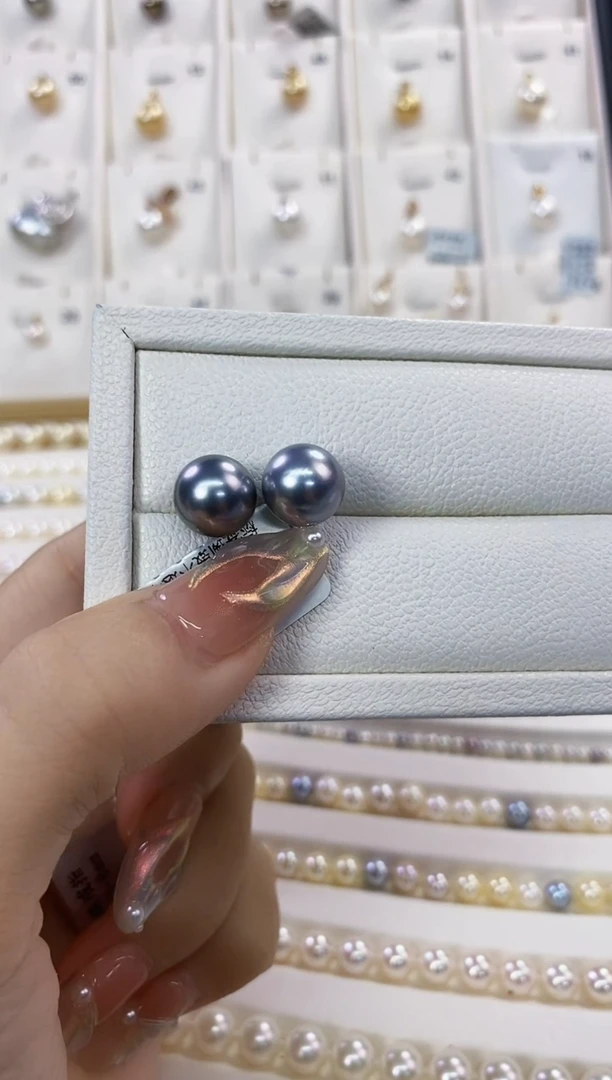 银S925镶嵌耳饰海水珍珠10-11大溪地耳饰