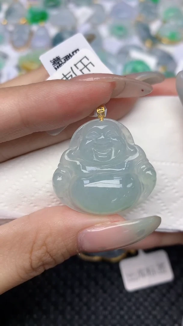 翡翠18K金镶嵌颈饰天然翡翠a货