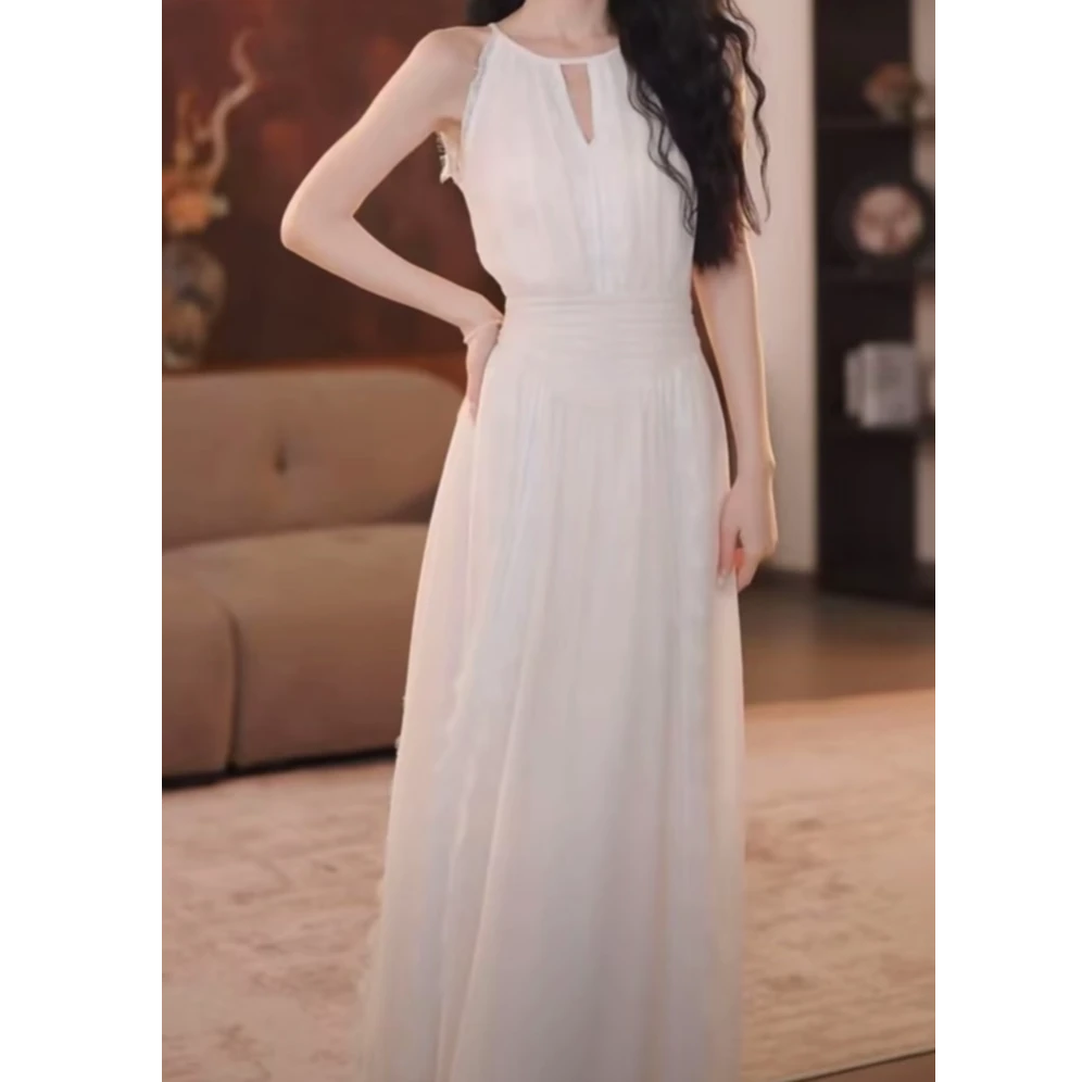 LILYAN【白色恋人】夏季新款高级法式气质显瘦A摆收腰轻奢风连衣裙